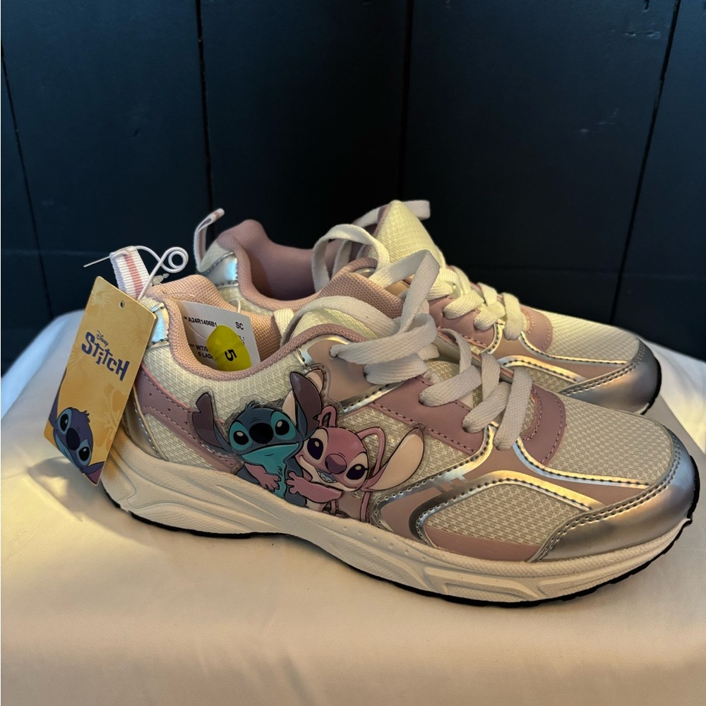 Disney Stitch Kids Sneakers - Pink and Silver